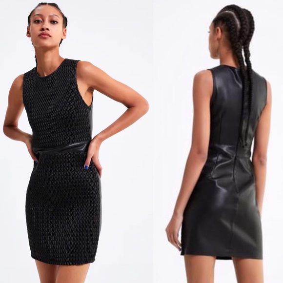 ZARA COMBINED STRUCTURE & SKIN EFFECT DRESS NEW - Picture 1 of 6